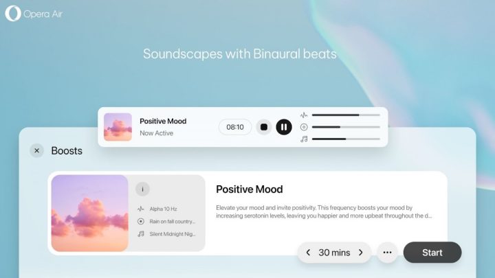 Opera Air Meluncur, Tawarkan Fitur-Fitur Relaksasi! 3 Soundscapes