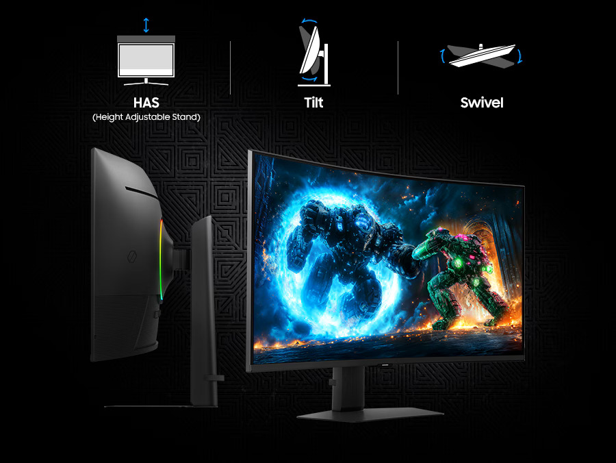 Samsung Rilis Odyssey G7 G75F: Monitor Gaming 4K 165 Hz Ukuran 37 Inci Pertama di Dunia 2 odyssey g7 g75f stand