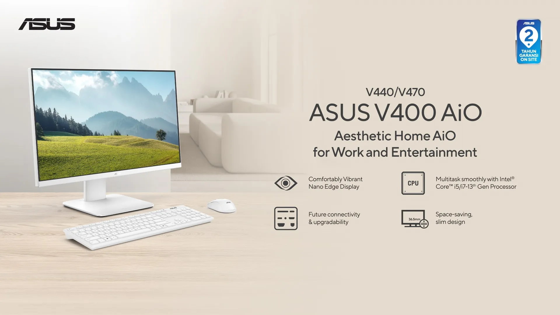 ASUS All-in-One PC V400 (V440/V470) Series, All-in-One PC Tipis dan Estetik untuk Produktivitas Harian 5 asus v400