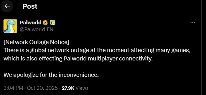 Canva, Roblox, Snapchat, Hingga Reddit Down, Ternyata Ini Sebabnya! 3 palworld