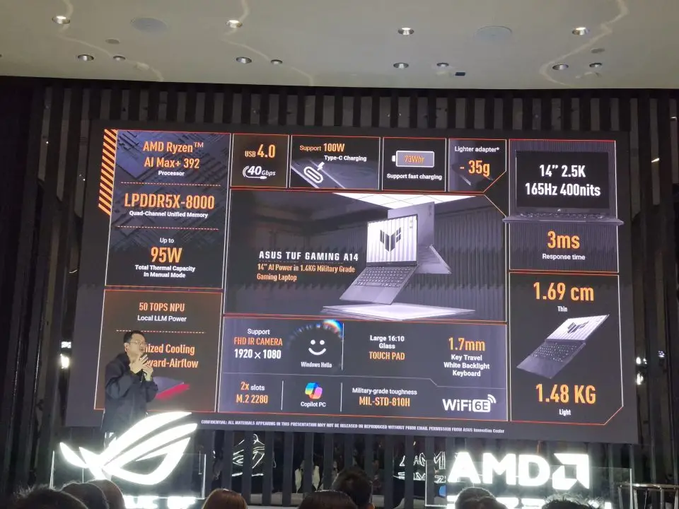 ASUS TUF Gaming A14 (2026) Turut Diperkenalkan, Usung AMD Ryzen AI Max+ 392