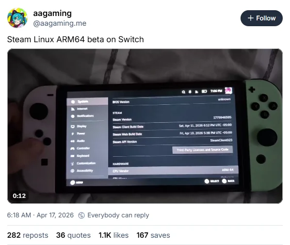 Steam di Nintendo Switch