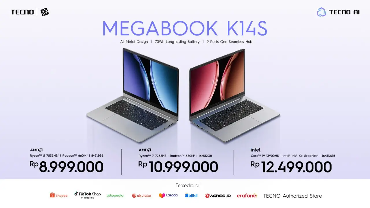 TECNO MEGABOOK K14S Meluncur: Prosesor Hingga Core i9-13900K, Punya 9 Port Bawaan 1 TECNO MEGABOOK K14S