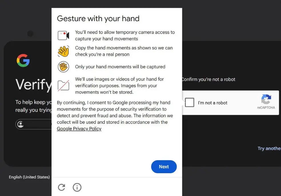 Google Uji reCAPTCHA Pakai Scan Telapak Tangan, Berhasil? 23 reCAPTCHA