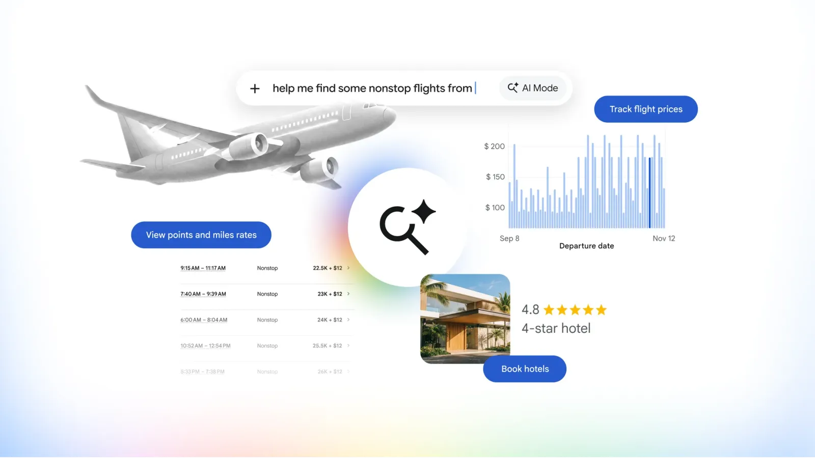 Google AI Mode Kini Bisa Pantau Harga Tiket Pesawat dan Booking Hotel!