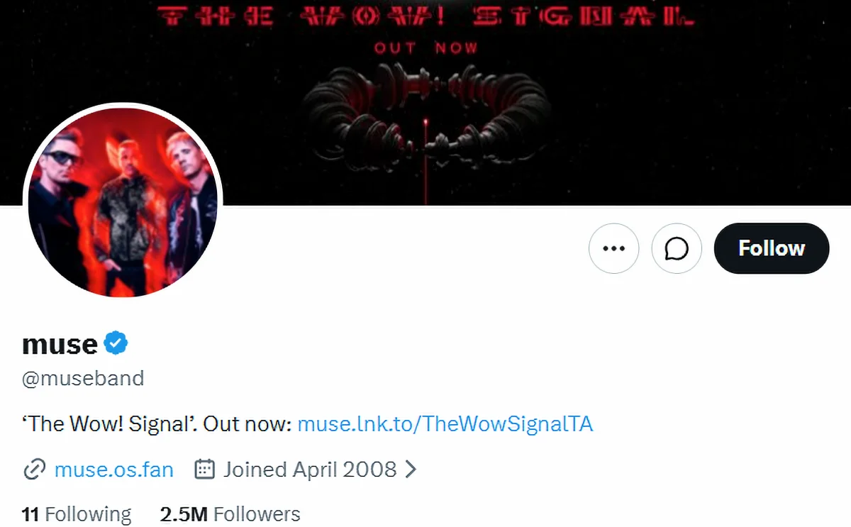 AI Meta Pakai @muse, Band Muse Harus Ganti Handle 13 Handle Twitter @museband