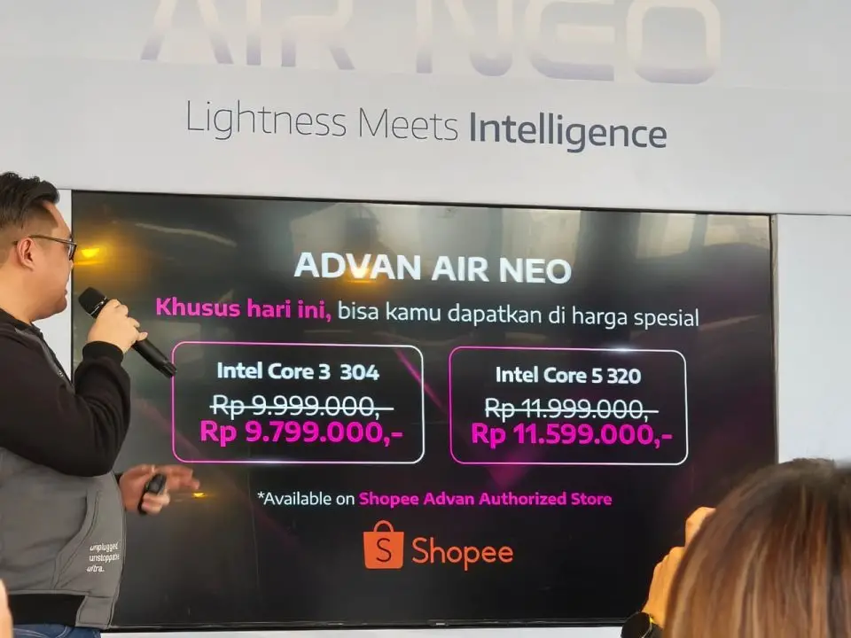 ADVAN AIR NEO Resmi Meluncur, Bobot 0,99 Kg , Pakai Intel Core Series 3 Wildcat Lake 4 Advan Air Neo